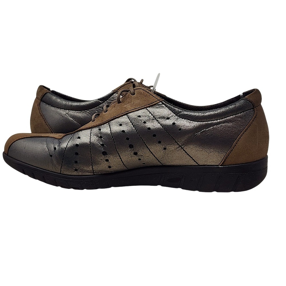 Munro Sport Sneaker 9.5 Women Tori Oxford Pewter Brown Leather Suede Comfort USA - Picture 6 of 13